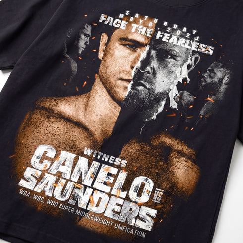 Canelo Álvarez vs Billy Joe Saunders Face The Fearless Premium Oversized T-Shirt (Unisex)