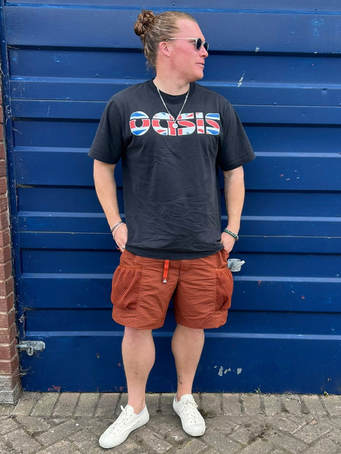 Oasis 10 Years of Noise & Confusion Union Jack Logo Premium Oversized Double-Sided T-Shirt (Unisex)