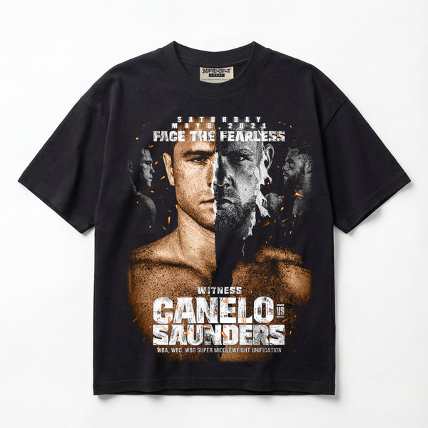 Canelo Álvarez vs Billy Joe Saunders Face The Fearless Premium Oversized T-Shirt (Unisex)