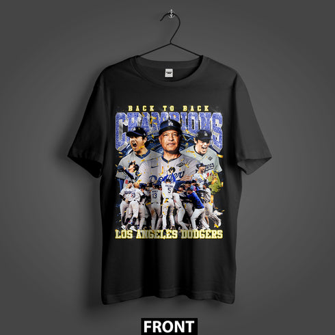 Los Angeles Dodgers Back-to-Back Champions Premium Oversized Double-Sided T-Shirt (Unisex)