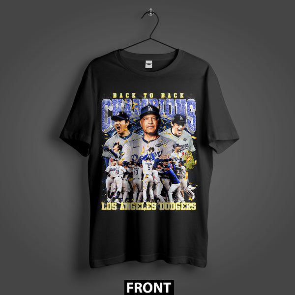 Los Angeles Dodgers Back-to-Back Champions Premium Oversized Double-Sided T-Shirt (Unisex)