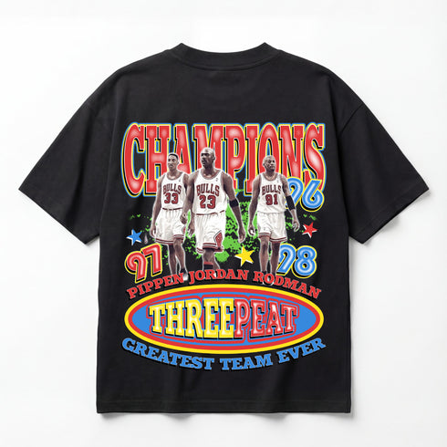 Chicago Bulls The Last Dance 3 Peat Premium Oversized Double-Sided T-Shirt (Unisex)
