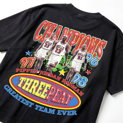 Chicago Bulls The Last Dance 3 Peat Premium Oversized Double-Sided T-Shirt (Unisex)
