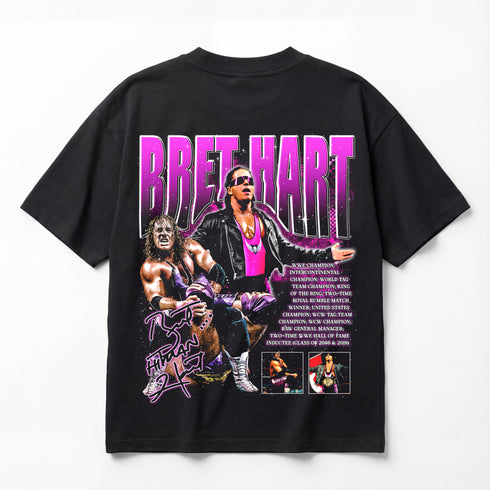Bret Hitman Hart Excellence of Execution Premium Oversized Double-Sided T-Shirt (Unisex)