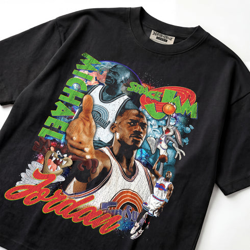 Space Jam 1996 Defying Gravity Michael Jordan Premium Oversized Double-Sided T-Shirt (Unisex)