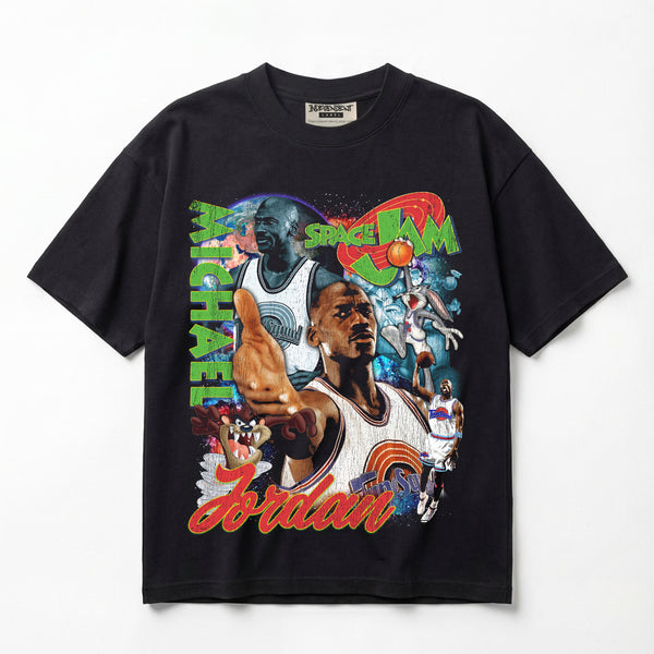 Space Jam 1996 Defying Gravity Michael Jordan Premium Oversized Double-Sided T-Shirt (Unisex)