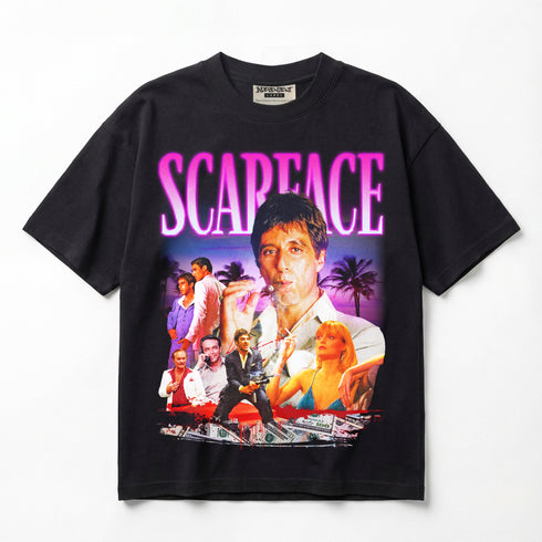 Scarface Money Power & Respect Neon Glow Edition Premium Oversized Double-Sided T-Shirt (Unisex)