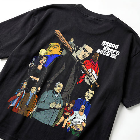 Grand Theft Auto III Liberty City Outlaws Retro Gaming Premium Oversized Double-Sided T-Shirt (Unisex)