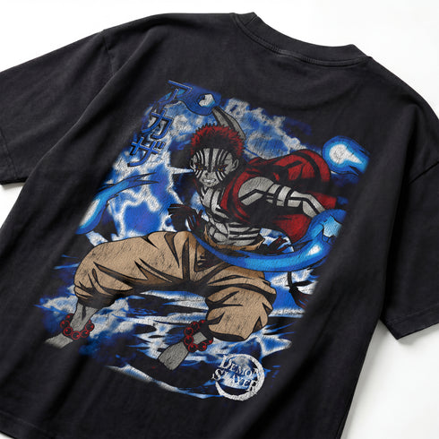 Demon Slayer Akaza Upper Moon 3 Premium Oversized Double-Sided T-Shirt ( Unisex)