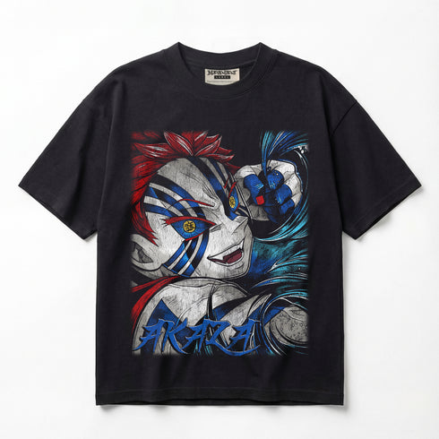 Demon Slayer Akaza Upper Moon 3 Premium Oversized Double-Sided T-Shirt ( Unisex)