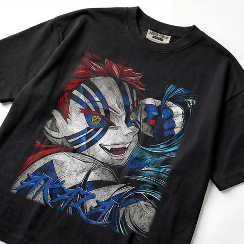 Demon Slayer Akaza Upper Moon 3 Premium Oversized Double-Sided T-Shirt ( Unisex)