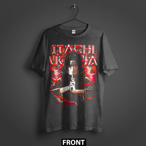 Itachi Uchiha Silent Power Premium Oversized Double-Sided T-Shirt (Unisex)