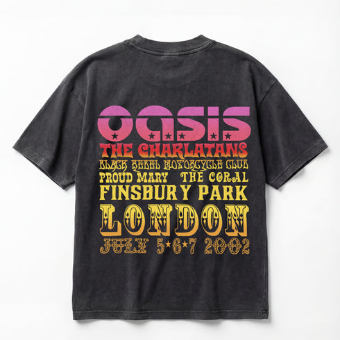 Oasis Finsbury Park 2002 Heathen Chemistry Tour Vintage Premium Oversized Double-Sided T-Shirt (Unisex)
